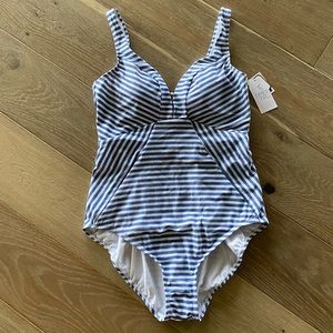 “Time and Tru” striped one piece bathing suit NWT